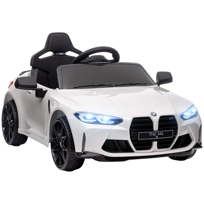 AIYAPLAY Macchina Elettrica per Bambini a Licenza BMW M4 con Telecomando, Clacson e Fari, 108x69.5x51 cm, Bianca