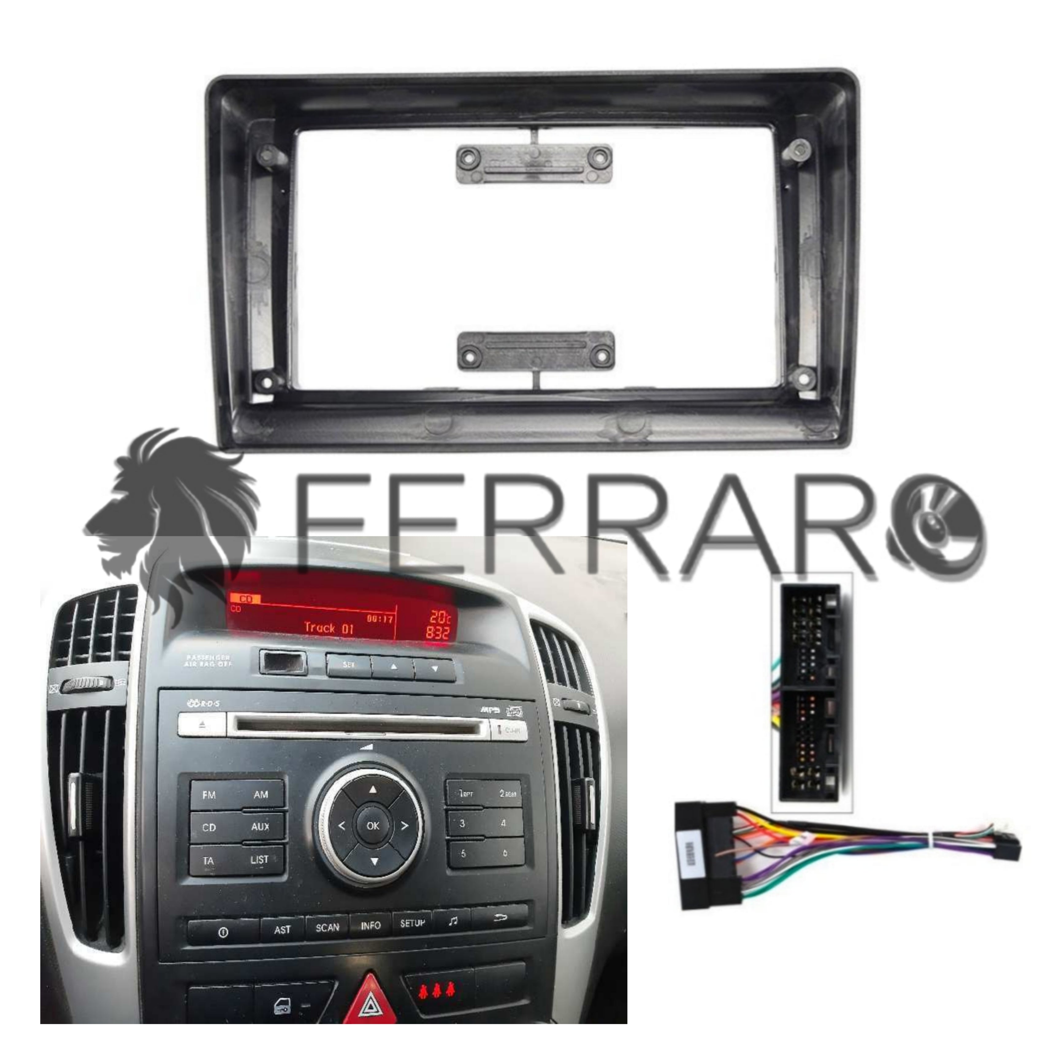 Kit Montaggio Autoradio 9"Pollici Kia Ceed (2009-2012) Mascherina, Cablaggio, per Autoradio Android
