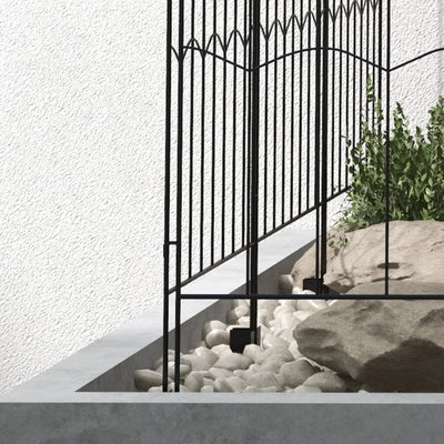 Outsunny Recinzione Esterna a 4 Pannelli i Acciaio Nero con 8 Picchetti da Terra, 348x110 cm