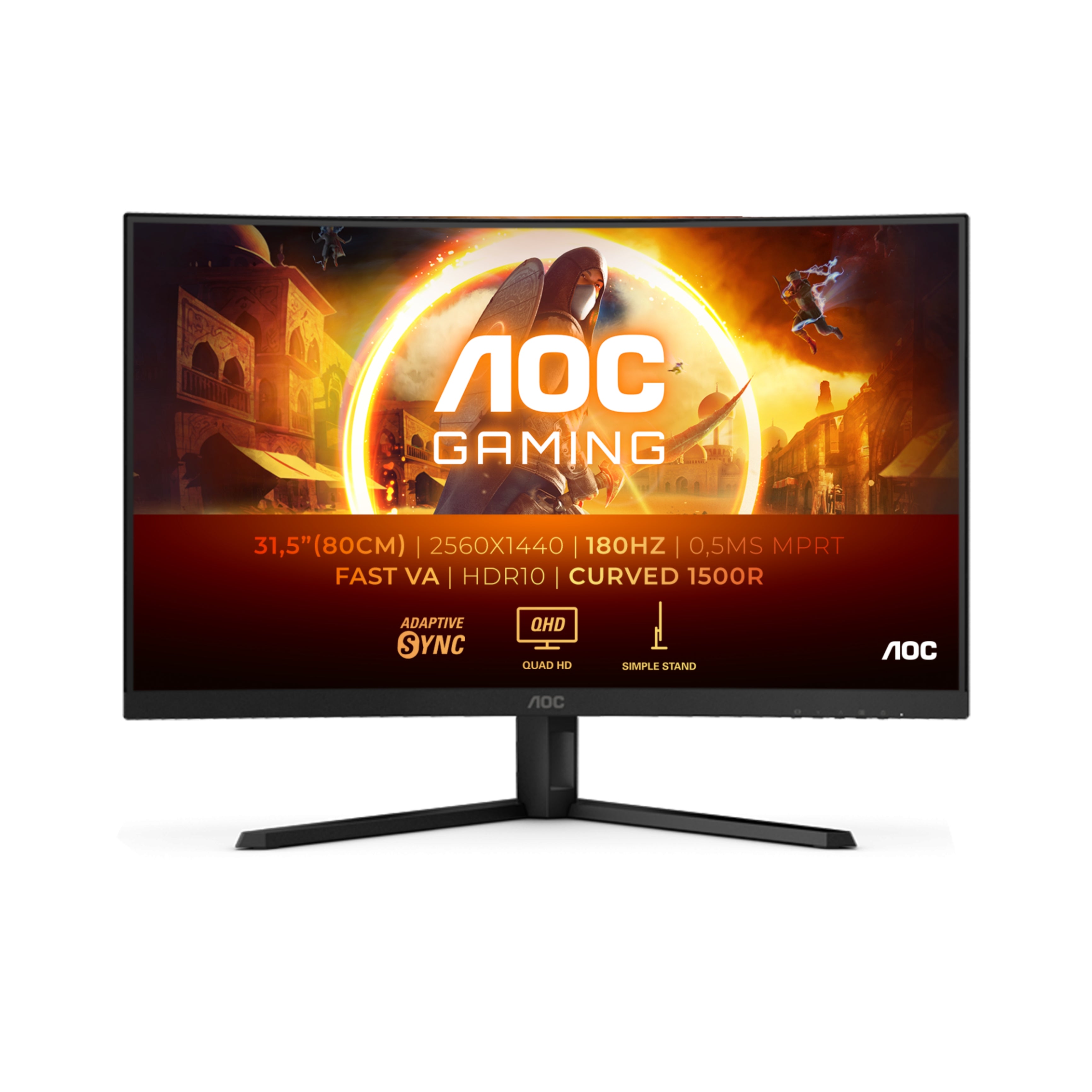 AOC Monitor Gaming 31.5" Curvo 2K | CQ32G4VE | VA, 180Hz/0.5ms