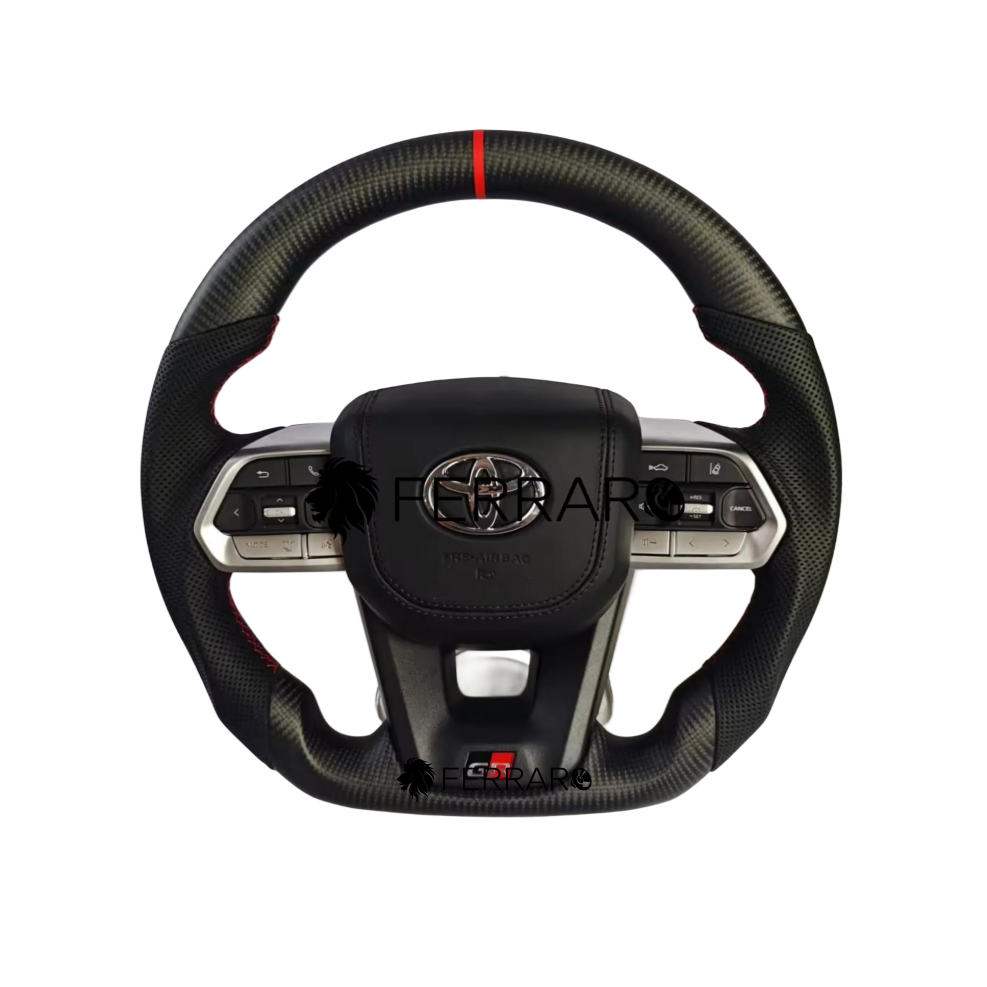 Volante per Toyota, Punzonatura, Filo Nero, Etichetta Rossa
