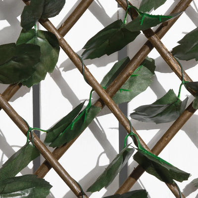 Outsunny Siepe Artificiale a 2 Sezioni da 356 Foglie di Edera, in Poliestere e Rattan, 200x100 cm, Verde e Marrone