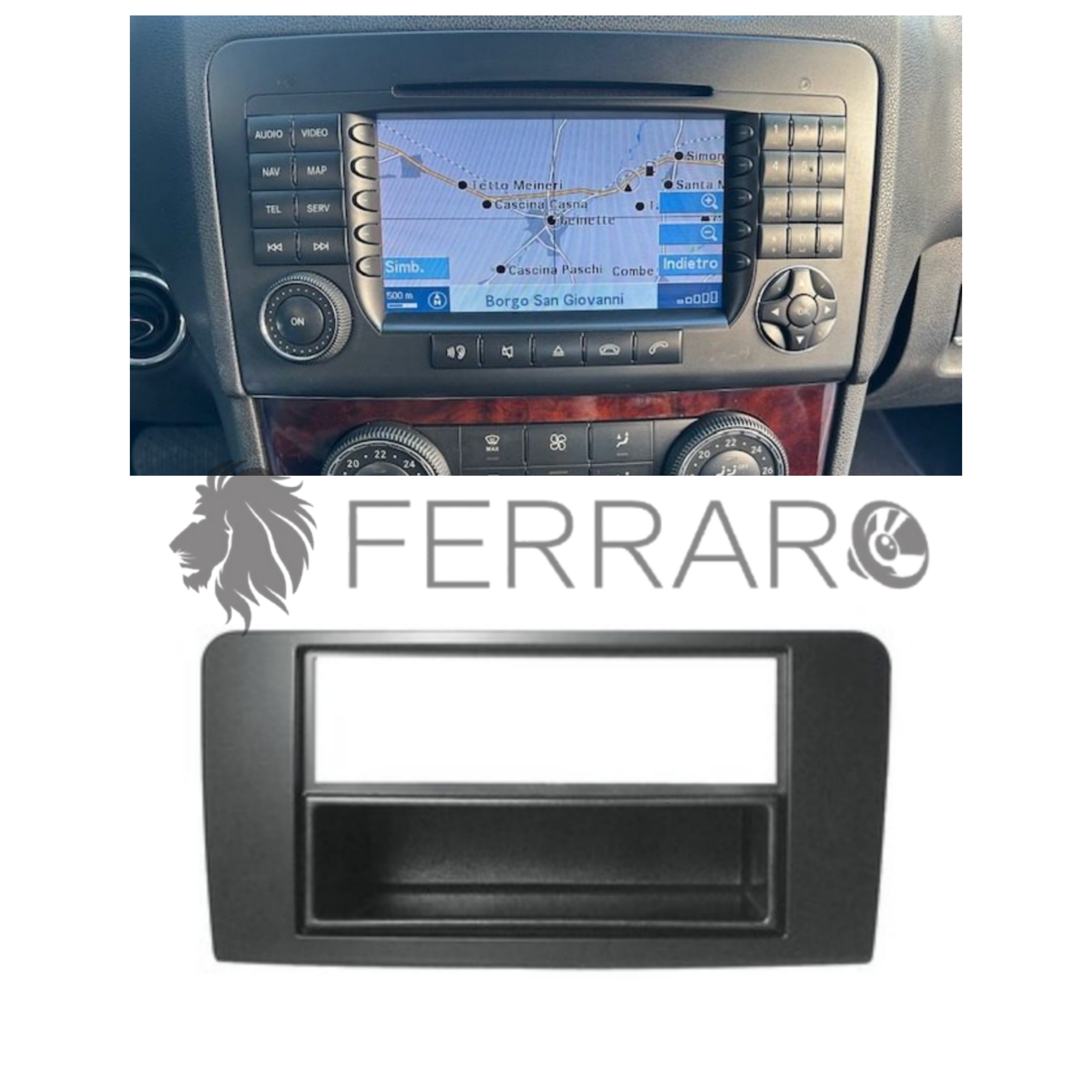 Car Radio Panel Kit, 1 ISO with Drawer, Mercedes ML, 2006 - 2012