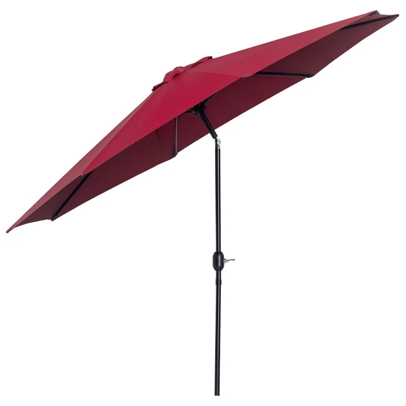 Outsunny Ombrellone da Giardino 3x2.5 m Inclinabile con Palo Smontabile, in Metallo e Poliestere Rosso Scuro