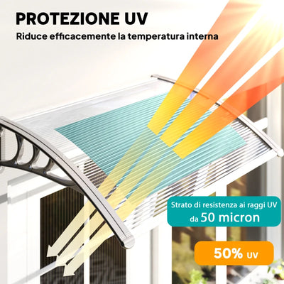 Outsunny Tettoia in Policarbonato Anti-UV da Esterno per Porte e Finestre da 100x80 cm