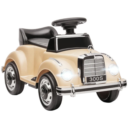 HOMCOM Macchina Elettrica per Bambini 18-48 Mesi Licenza Mercedes-Benz con Musica, Beige