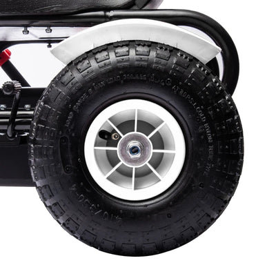 HOMCOM Go Kart a Pedali per Bambini 5-12 Anni in Plastica e Metallo con Sedile Regolabile e Freno a Mano, 121x58x61 cm