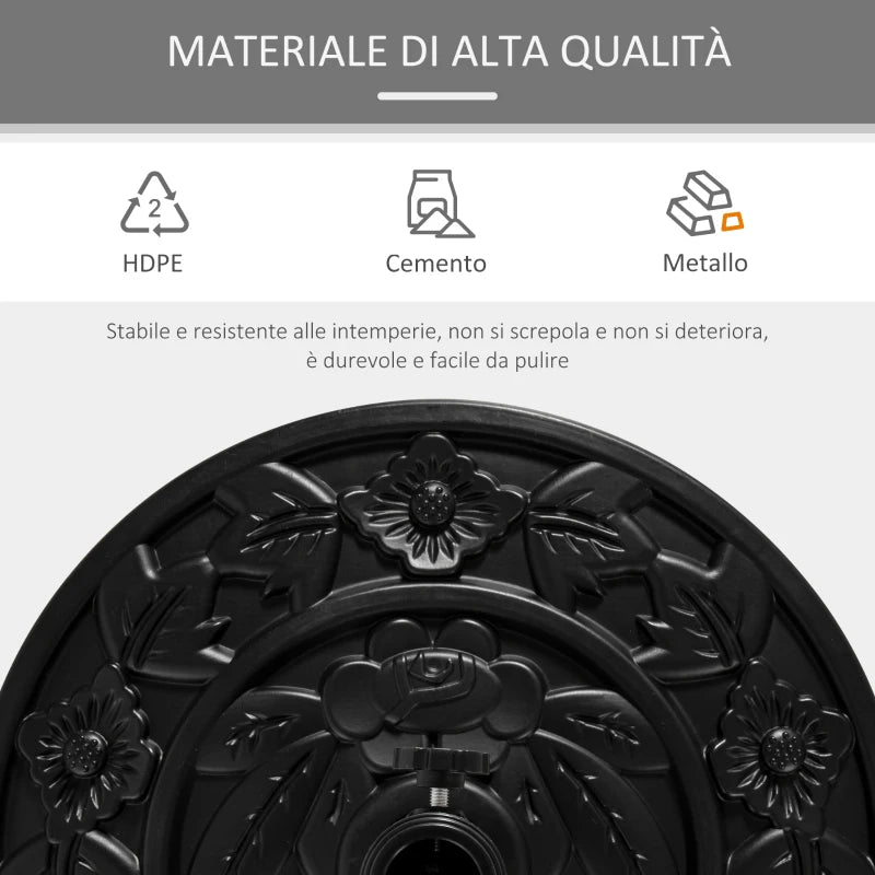 Outsunny Base per Ombrellone da Giardino con Palo da 35mm / 38mm / 48mm Cemento Φ50x32x32cm