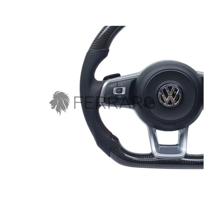 (PRENOTA) Volante per Volkswagen, Carbonio Diagonale, Filo Nero, Punzonatura