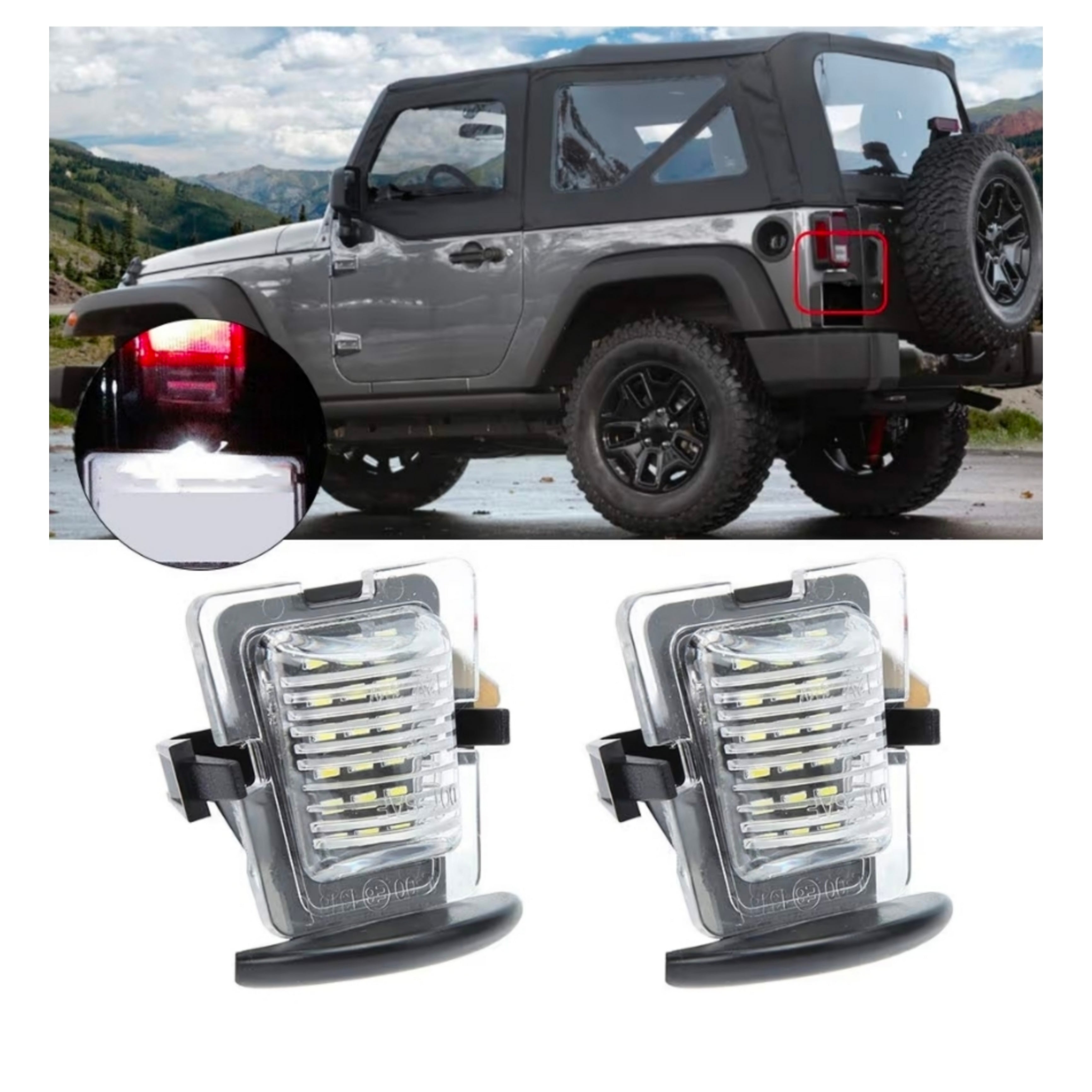 Set Luci Targa a Led per Jeep Wrangler (2007-2020), Plug and Play