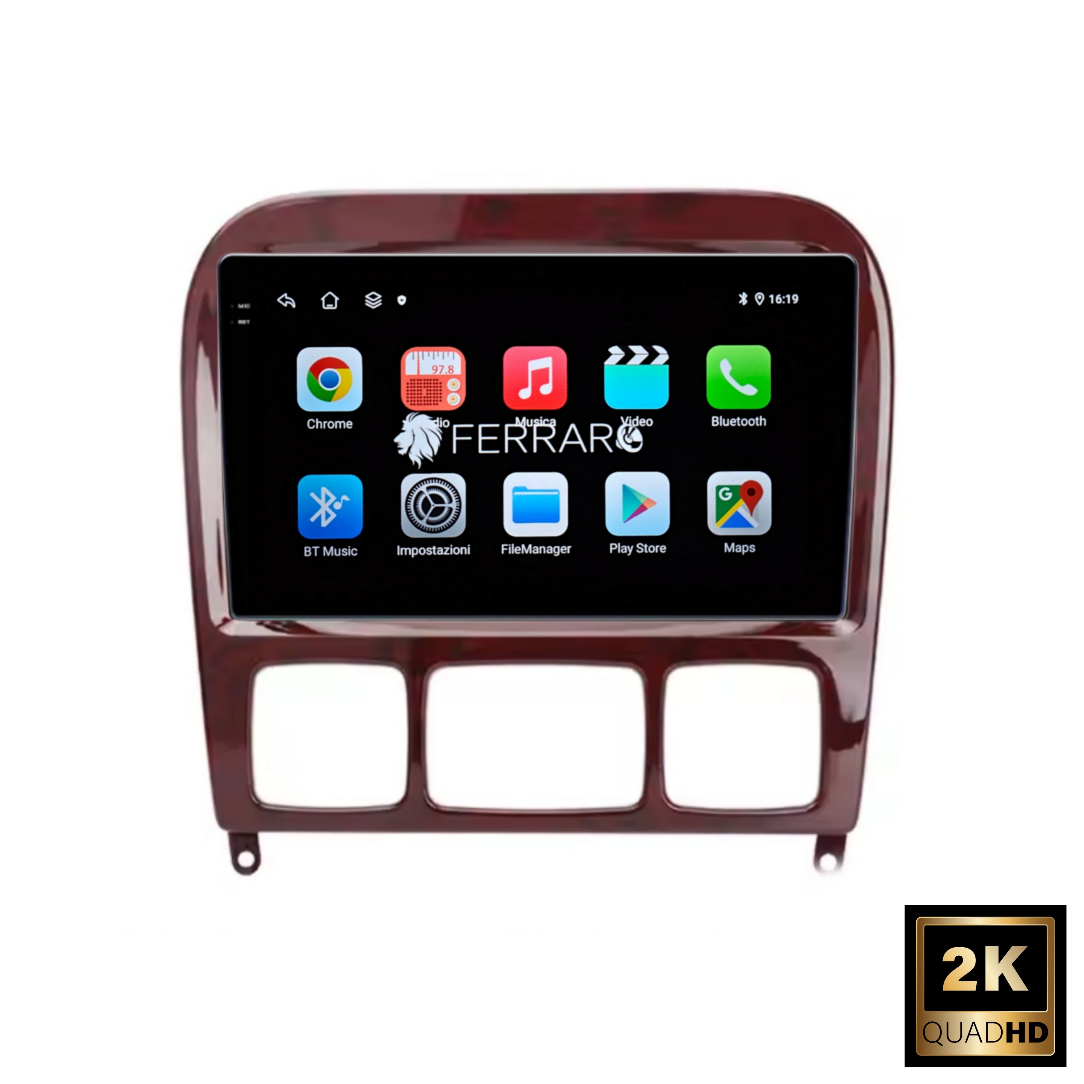Autoradio per Mercedes Classe S w220 9" 2K | 1998-2005 | Android | Bluetooth | CarPlay | Android Auto | 12/256GB Ram