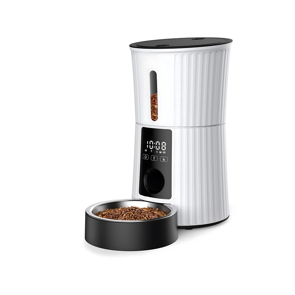 Sunny Pet Feed Color, Automatic,  BIANCO, Distributore Automatico di Cibo 4L a singola ciotola, Acciaio-Inox.