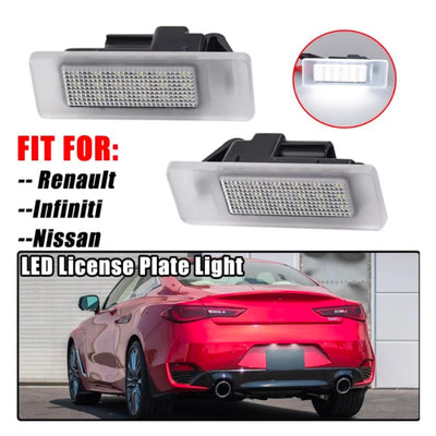 Set Luci Targa a Led per Renault, Infiniti, Nissan, Dacia (Compatibilità in Descrizione), Plug and Play