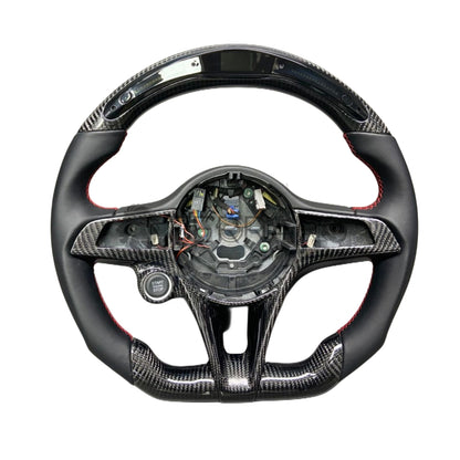 Volante Sportivo per Alfaromeo Giulia, Stelvio,  Carbonio, Customizzato in Pelle (su Ordinazione)