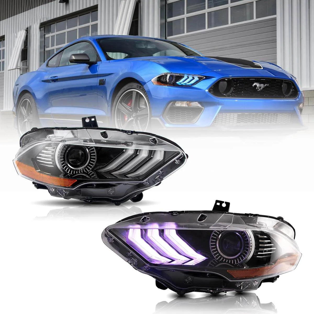 Fanali Anteriore Completo per Ford Mustang 6ª Serie (2018-2024) a LED, RGB