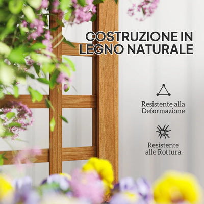 Outsunny Fioriera con Traliccio per Rampicanti con Foro di Drenaggio e Fodera, in Legno, 40x40x120 cm, Marrone