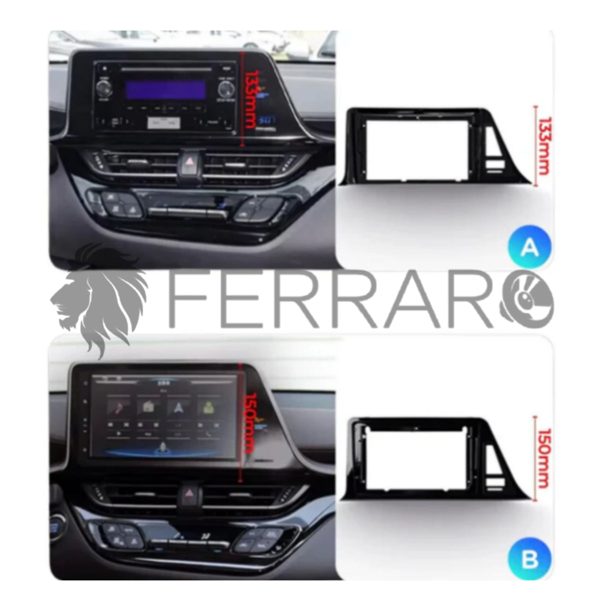 Kit Montaggio Autoradio 9"Pollici Toyota C-HR (2016-2023), Mascherina, Cablaggio per Autoradio Android