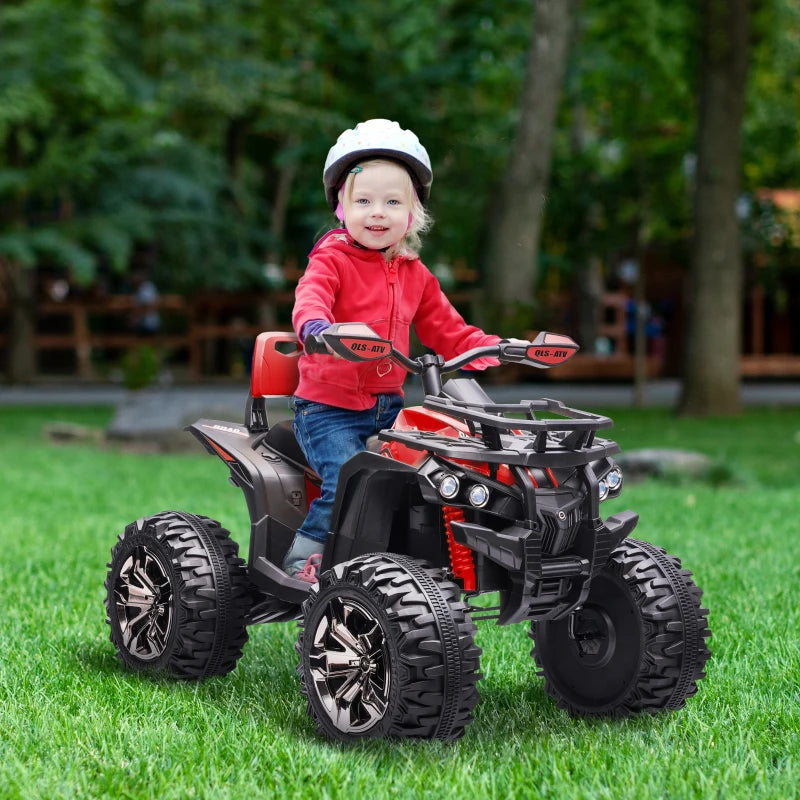 HOMCOM Quad per Bambini Elettrico 12V con Fari e Batteria Ricaricabile, Età 3-5 Anni, 100x65x73cm, Rosso