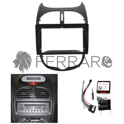 Kit Montaggio Autoradio 9"Pollici Peugeot 206 (2001-2008) Mascherina, Cablaggio Autoradio Android
