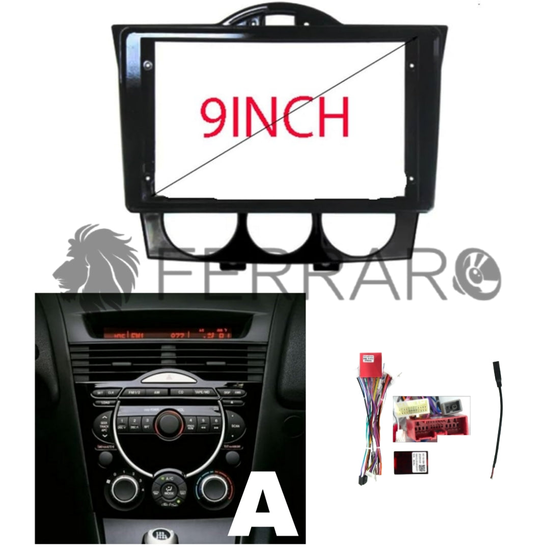 Kit Montaggio Autoradio 9"Pollici Mazda RX8 (2003-2011) Mascherina, Cablaggio Autoradio Android