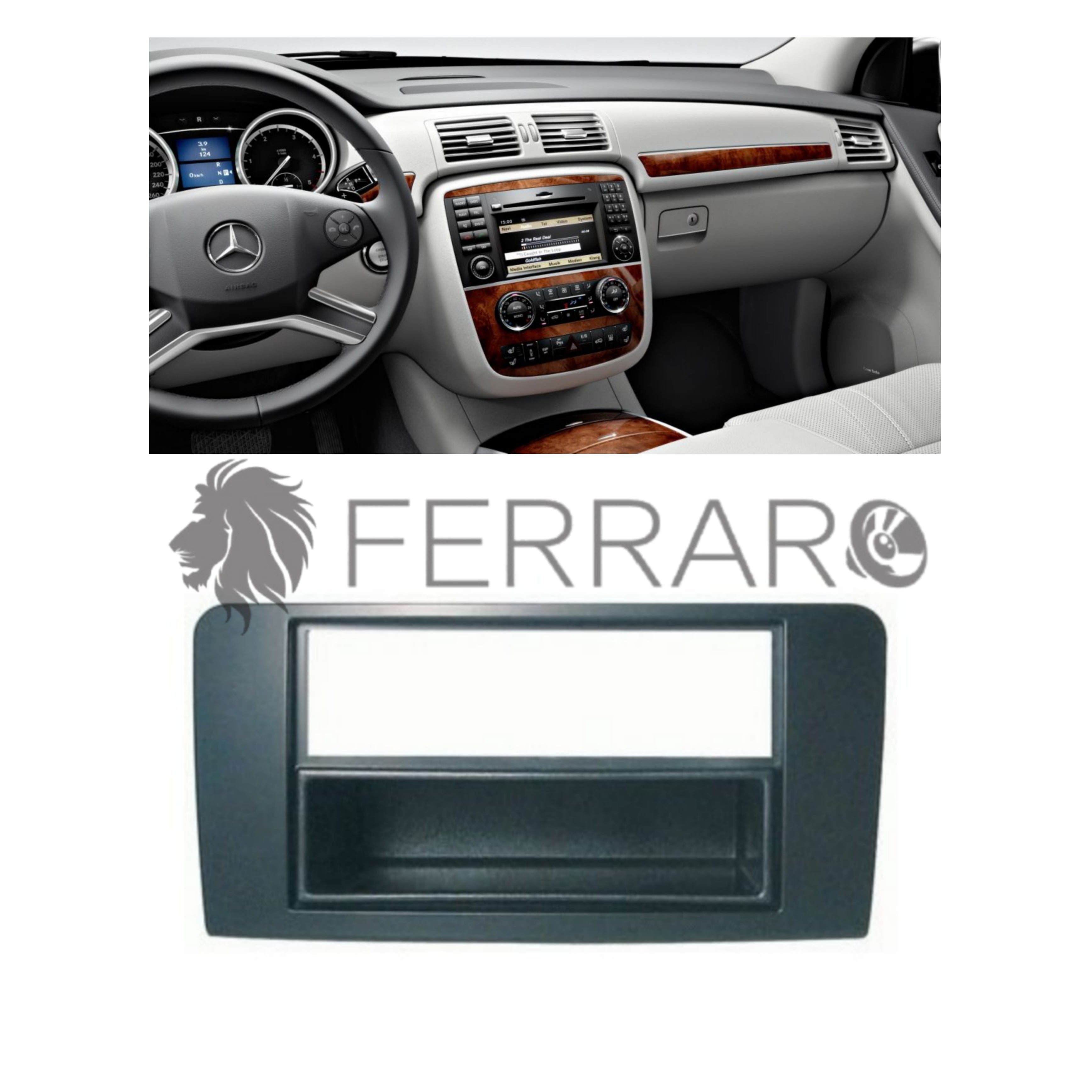 Car Radio Panel Kit, 1 ISO with Drawer, Mercedes R-Class, 2006 - 2012