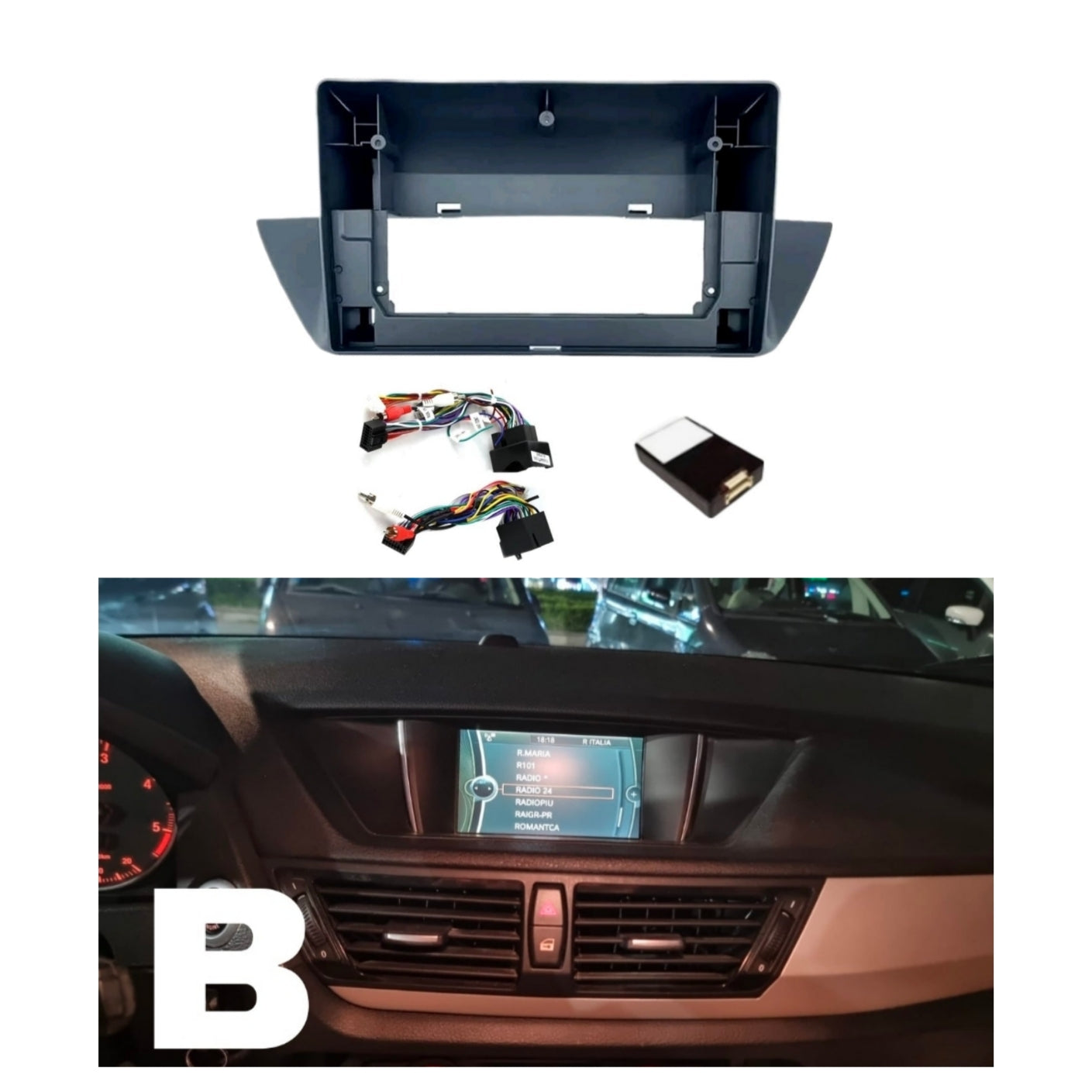 Kit Montaggio Autoradio 10.1"Pollici BMW X1 E84 (2009-2015) Mascherina, Cablaggio Autoradio Android