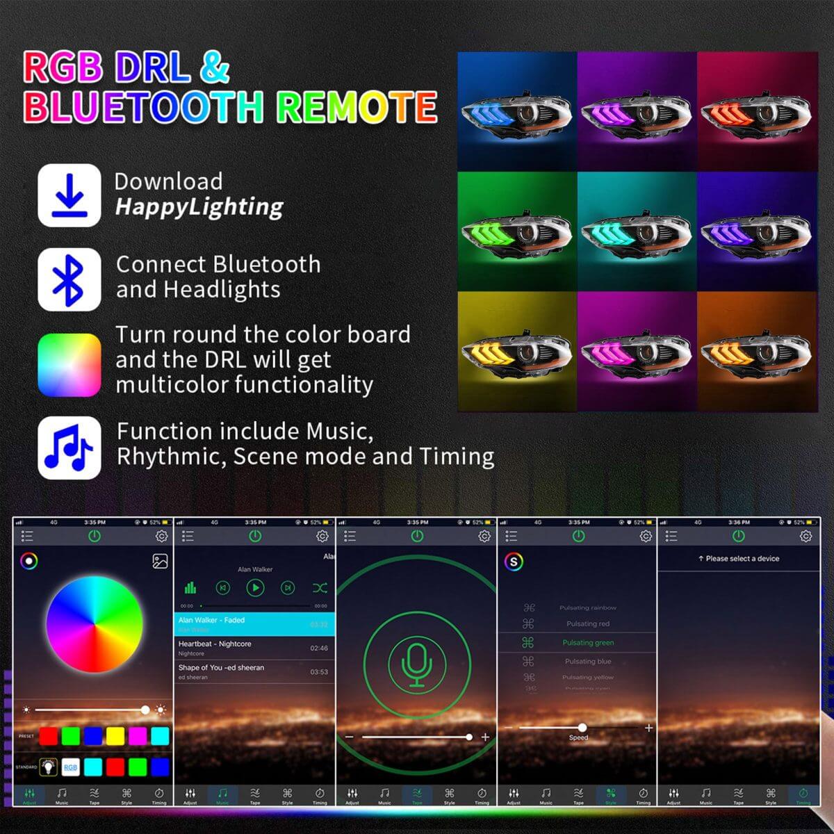Fanali Anteriore Completo per Ford Mustang 6ª Serie (2018-2024) a LED, RGB