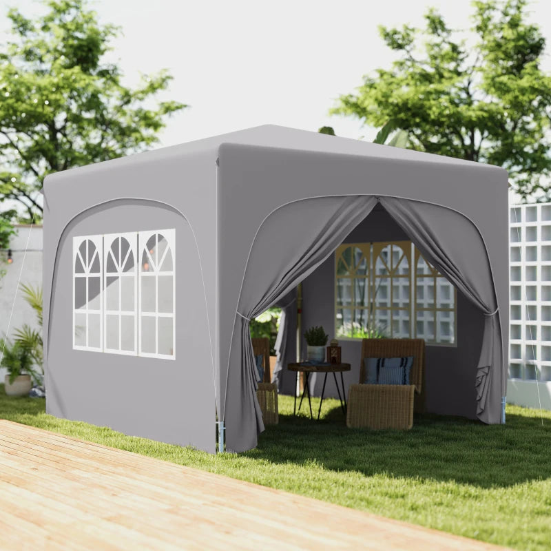 Outsunny Gazebo da Giardino 3x3m Pieghevole con Altezza Regolabile, Protezione UPF50+ e Borsa, Grigio Chiaro