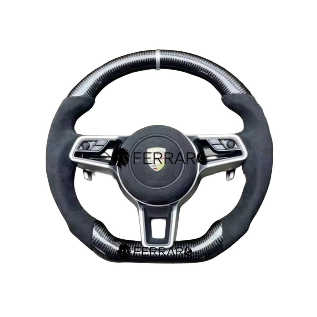 Volante per Porsche, Carbonio Diagonale, Galvanica, Linea Nera