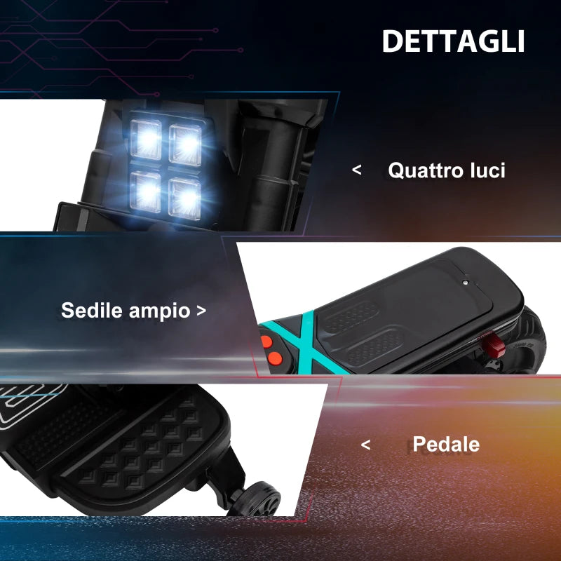 HOMCOM Moto Elettrica per Bambini 3-5 Anni in PP e Metallo con Rotelle, Clacson e Musica, 86x44x58 cm, Nera