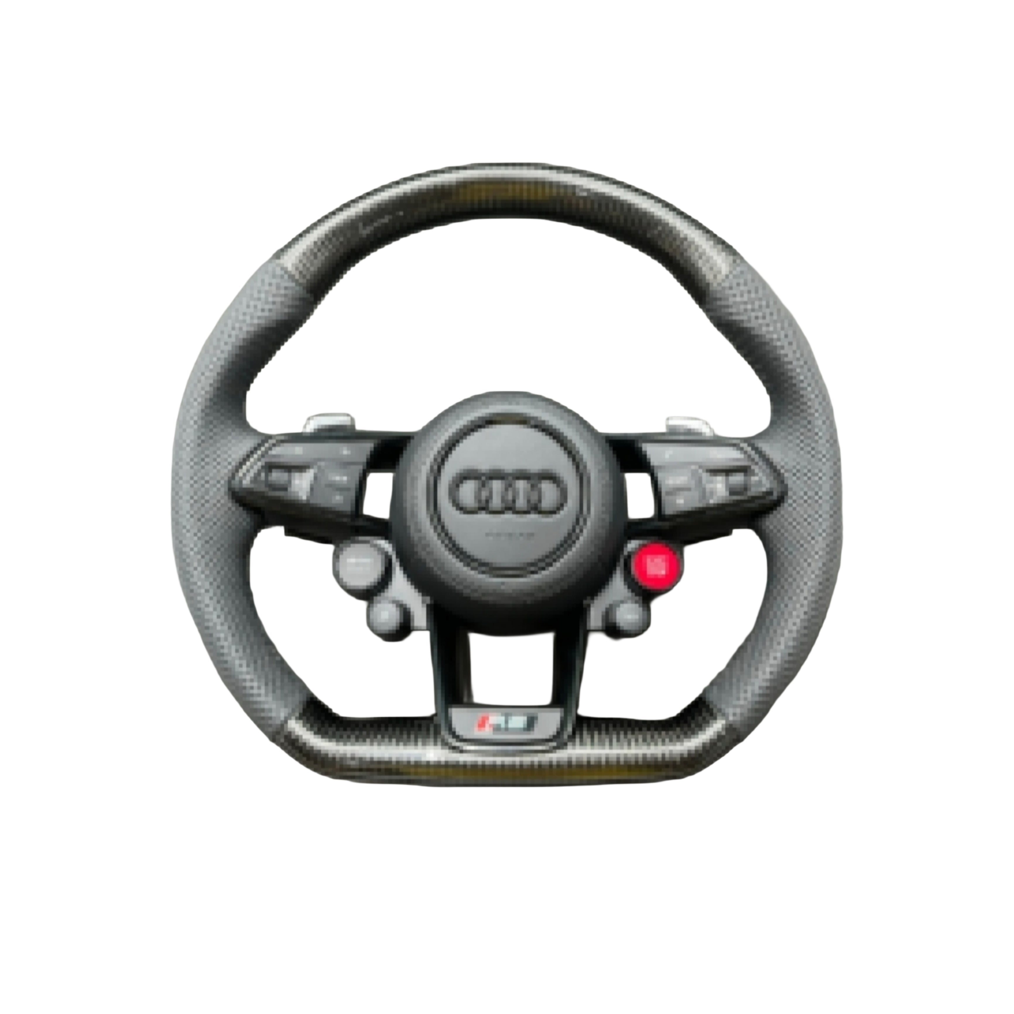 Volante per Audi, Carbonio Diagonale, Perforato, Pulsanti, Filo Nero, RS