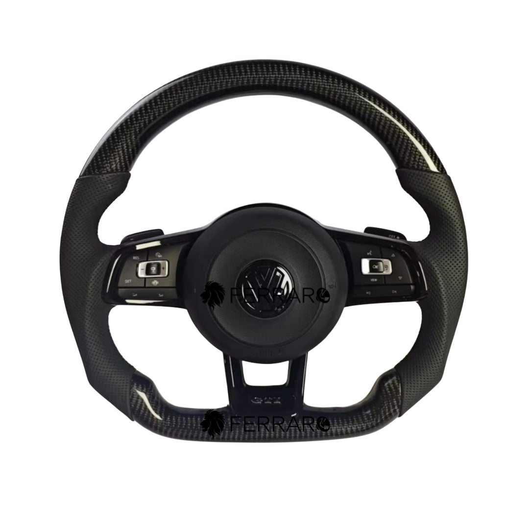 Volante per Volkswagen, Carbonio Diagonale, Filo Nero, Punzonatura