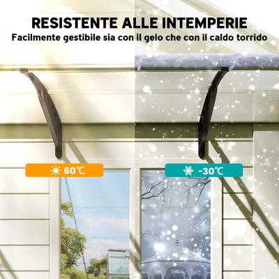 Outsunny Tettoia per Esterni Curva con Viti e Bulloni Inclusi, in Policarbonato, PP e Alluminio, 122x89x24 cm