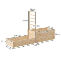 Outsunny Fioriera Rialzata con Grigliato per Rampicanti e Divisorio, in Legno di Abete, 222x63x132 cm, color Legno