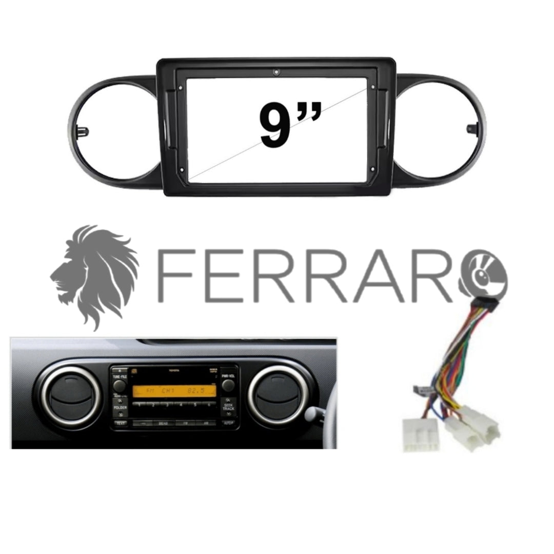 Kit Montaggio Autoradio 9"Pollici Toyota Corolla Rumion (2006-2013), Mascherina, Cablaggio per Autoradio Android
