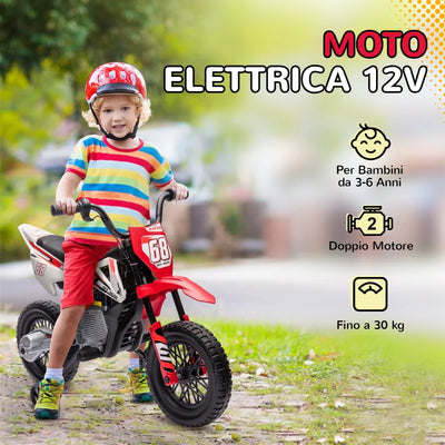 AIYAPLAY Moto Elettrica per Bambini con Rotelle e Indicatore di Carica, in PP e Metallo, 107x56x70 cm, Rosso