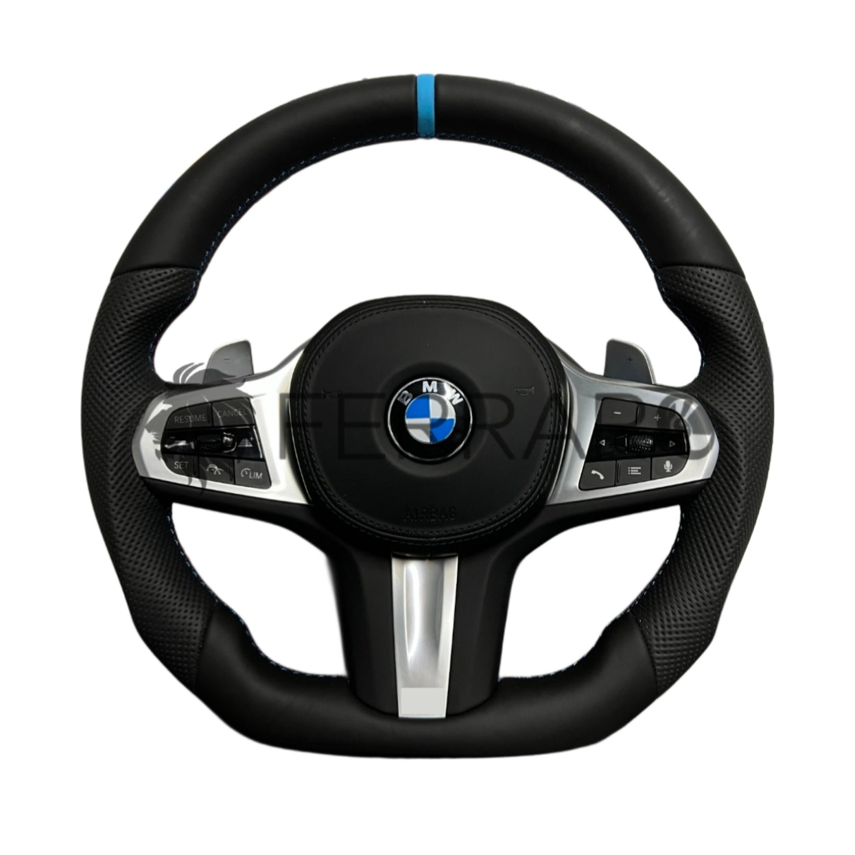 Volante per BMW, Pelle Nera, Linea Azzurra, Sport