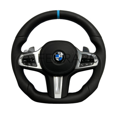 Volante per BMW, Pelle Nera, Linea Azzurra, Sport