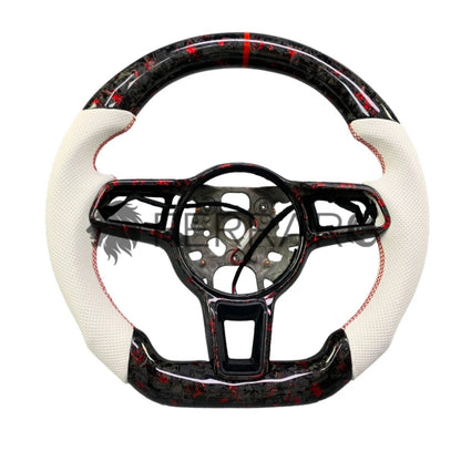 Volante Sportivo per Porsche 718, Taycan, Macan, Carbonio, Customizzato in Pelle