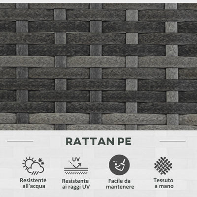 Outsunny Fioriera con Grigliato per Rampicanti con 3 Vasi in Acciaio e Rattan PE, 84x30x107cm, Grigio