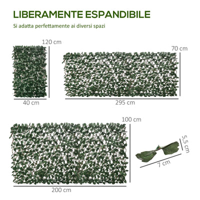 Outsunny Siepe Artificiale a 2 Sezioni da 356 Foglie di Edera, in Poliestere e Rattan, 200x100 cm, Verde e Marrone