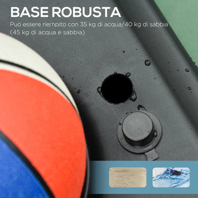 HOMCOM Canestro Basket con Altezza Regolabile 197.5-245cm, Base con Ruote e Tabellone, Blu