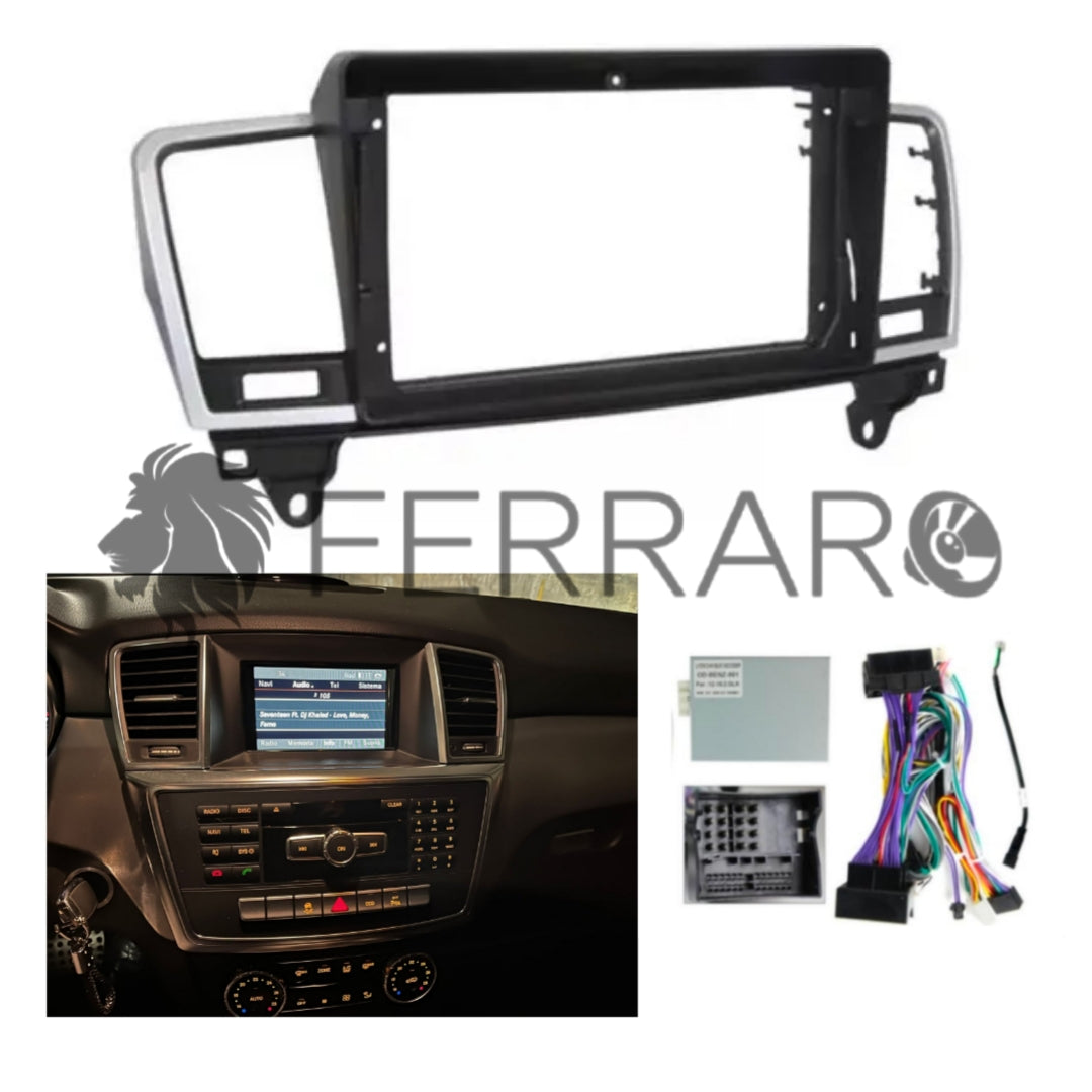 Kit Montaggio Autoradio 9"Pollici Mercedes Classe M W166 (2011-2015), Mascherina, Cablaggio per Autoradio Android