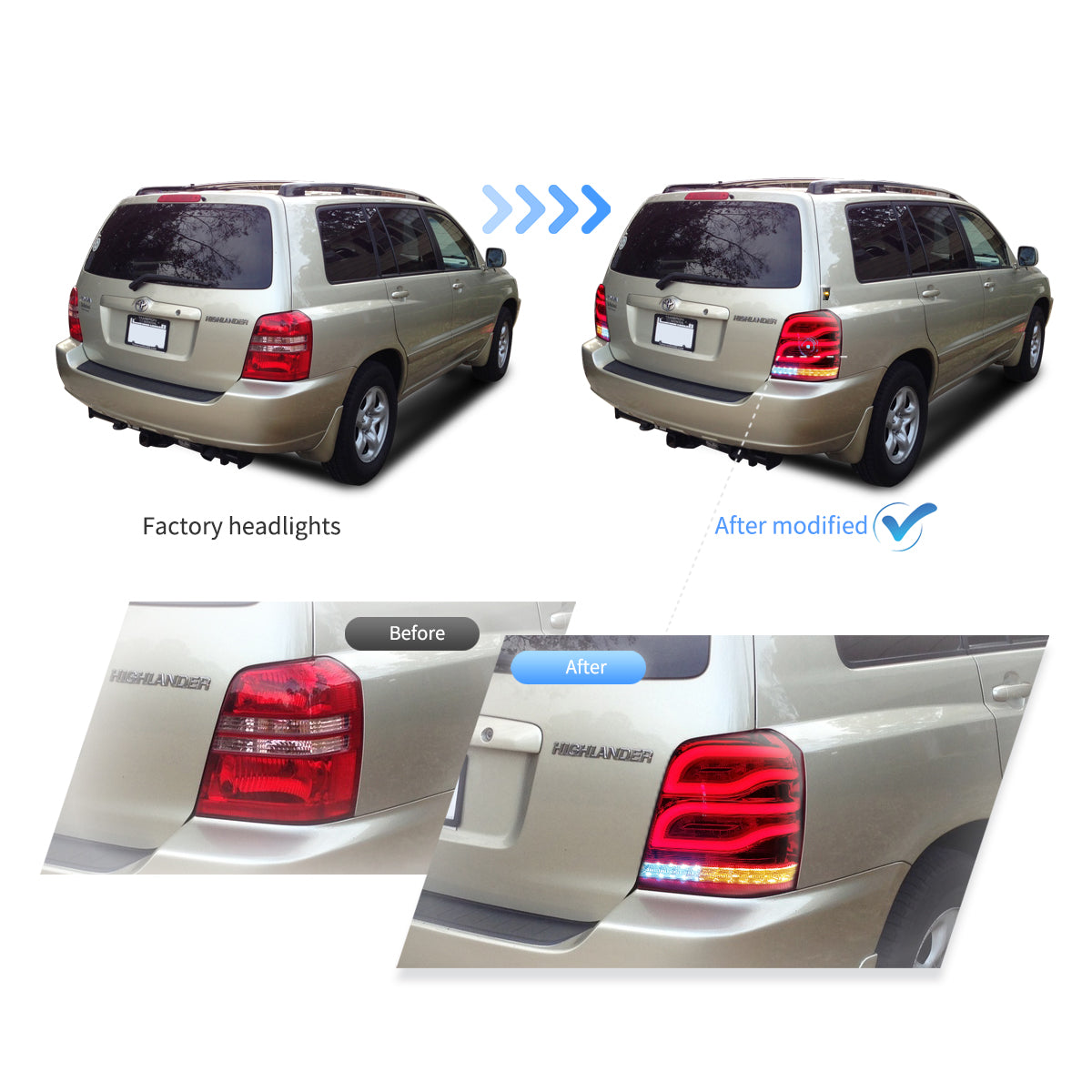 Fanali Posteriore Completo per Toyota Highlander (2001-2007) a LED