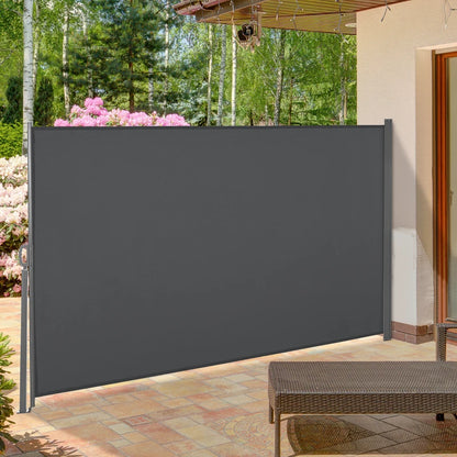 Outsunny Frangivista da Giardino Estensibile fino 3 m e Alto 1.6 m, Poliestere Anti UV e Alluminio, Grigio