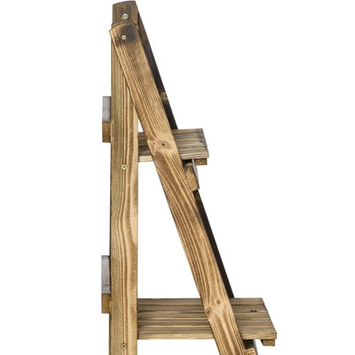 Outsunny Portapiante Pieghevole Portavasi in Legno di Abete con 3 Livelli Scaffale da Esterno per Piante Portafiori 40x37x93cm