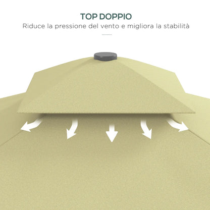 Outsunny Ombrellone Decentrato 2.5x2.5 m con Base a Croce e Apertura a Manovella, in Metallo e Poliestere Beige
