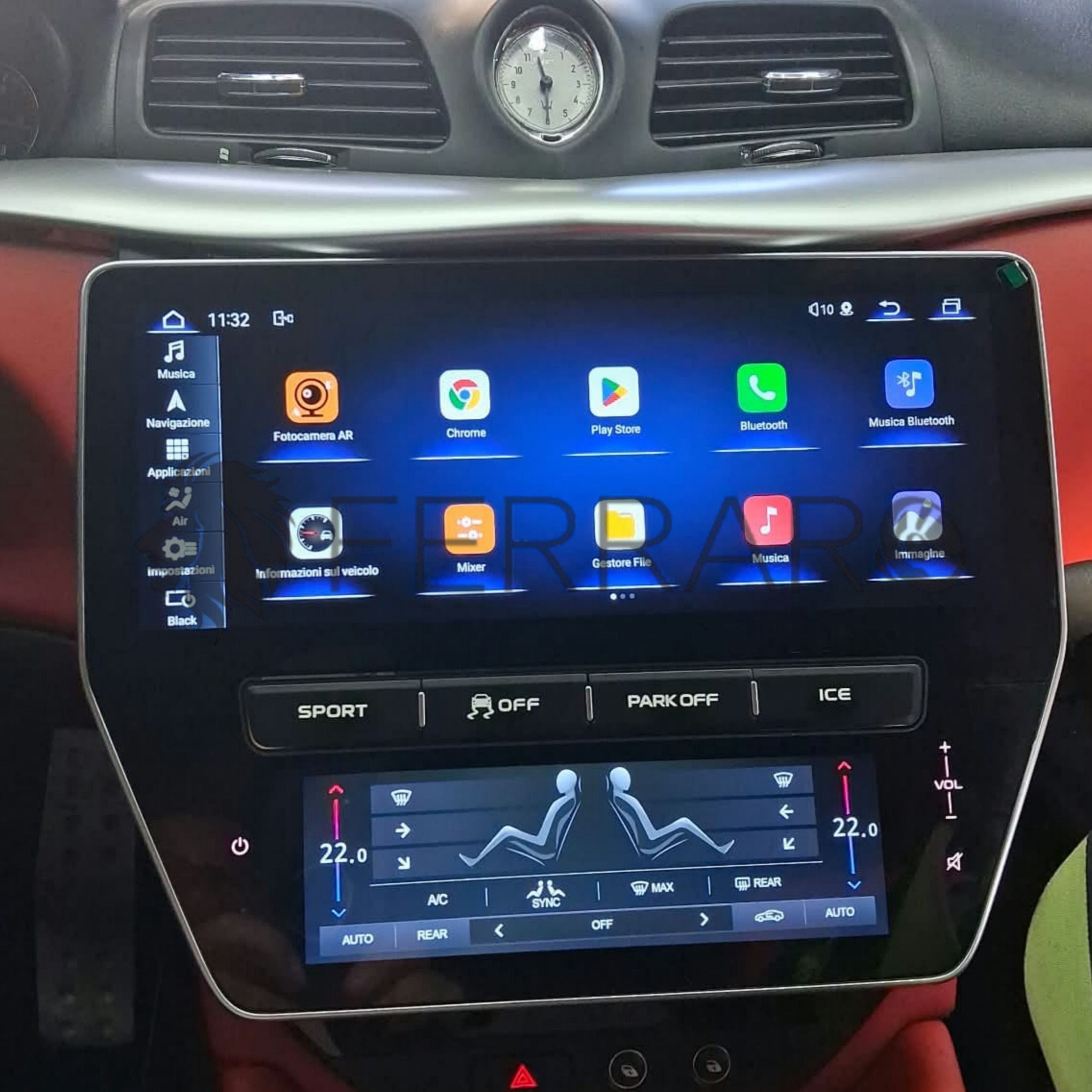 (PRENOTA) Autoradio per Maserati Gran Turismo (2007-2019) 12.3" Display Aria Condizionata e Android, Bluetooth, CarPlay, Android Auto, 8/128GB Ram