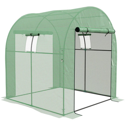 Outsunny Serra a Tunnel per Orto 1.8x1.8x2 m in Acciaio e PE Anti UV con Porte Avvolgibili e Finestre, Verde