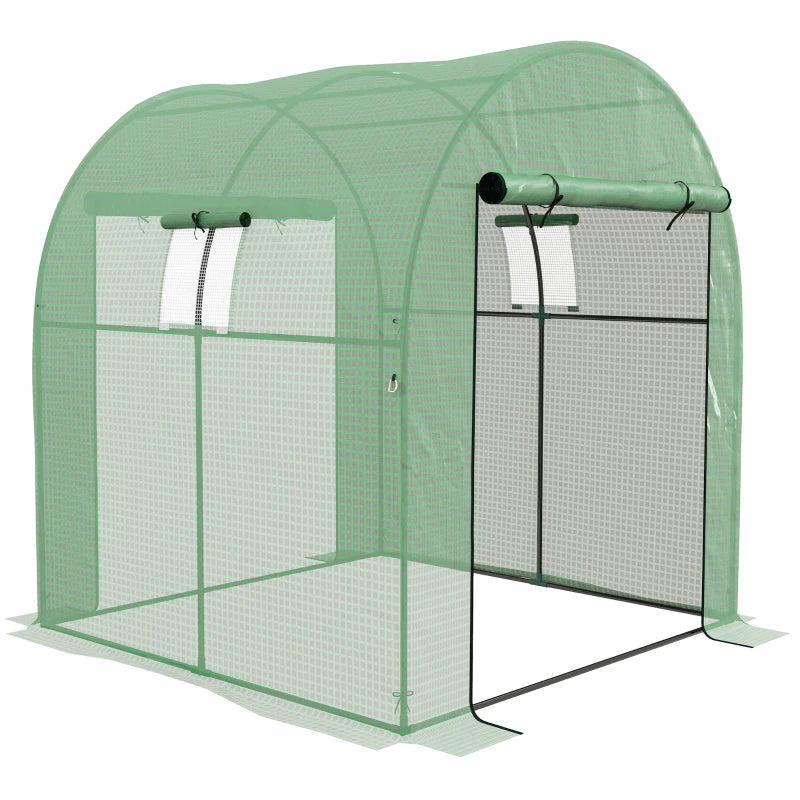 Outsunny Serra a Tunnel per Orto 1.8x1.8x2 m in Acciaio e PE Anti UV con Porte Avvolgibili e Finestre, Verde